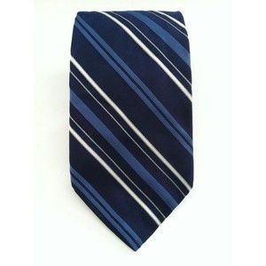 NICOLE MILLER MENS NEW NAVY STRIPED 100%SILK CLASSIC NECK TIE WIDTH: 3 1/2"